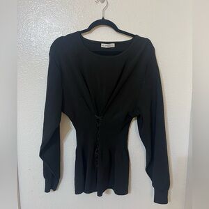 Zara Black Knit Lace-up Top